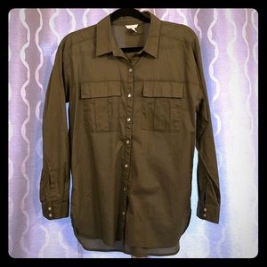Army green button down shirt